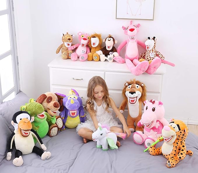 Tooth Fairy Puppet, Puppet Oral Health Presentation Puppet Striped Tiger Tooth Fairy Dental Educational Plush Small Size Doll with Teeth for Kids Chidren Boys Girls