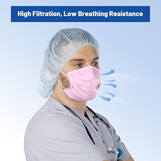 JMU 2000 Pcs Disposable Face Masks for Adults, 4-Ply ASTM Level 3 Medical Masks, Pink