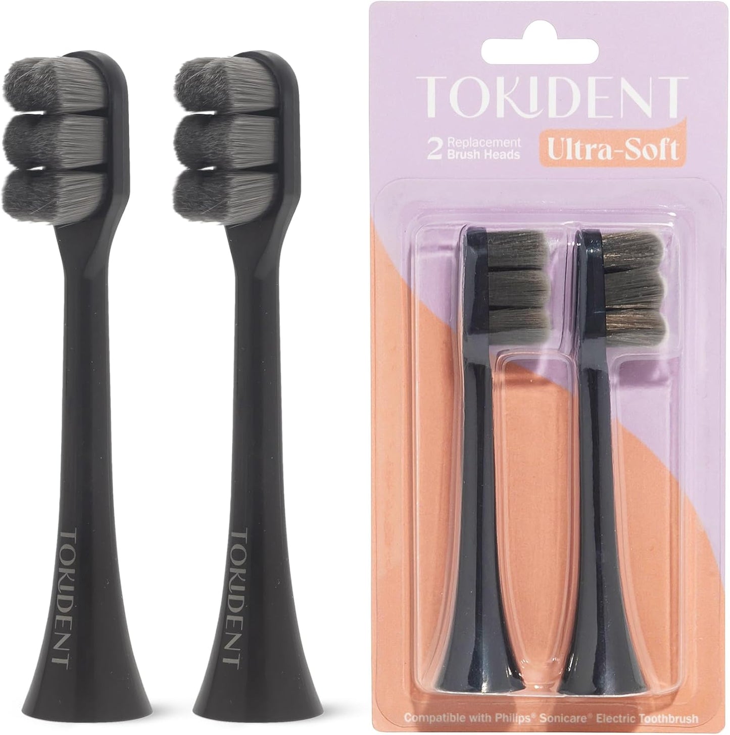 Replacement Brush Heads for Philips Sonicare Electric Brush - Ultra Soft Toothbrush Heads for Sensitive Teeth & Gums - Replacement Head with 10,000 Wave Cut Nano Bristles - 2 Pack - Stealth