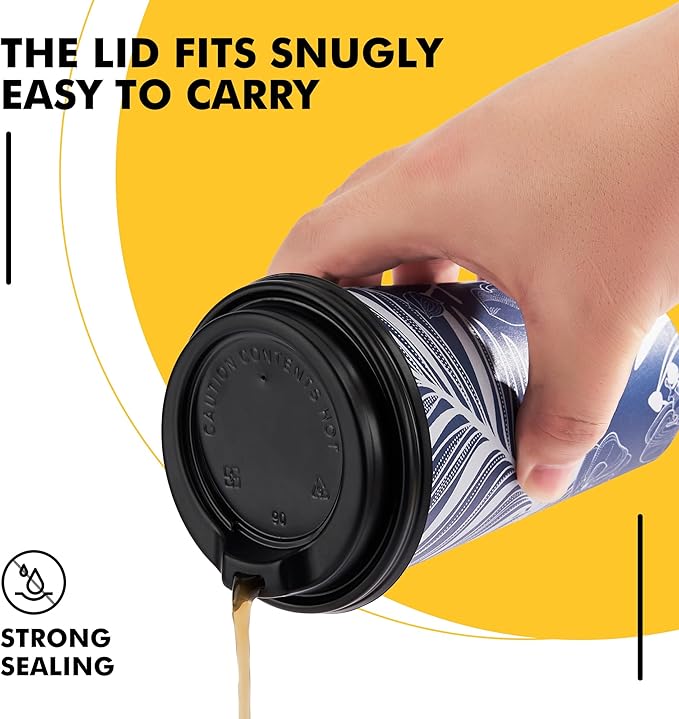 16 oz Disposable Coffee Cups with Lids 100 Pack, Hot Paper Coffee Cups with Lids, To Go Cup with Lid