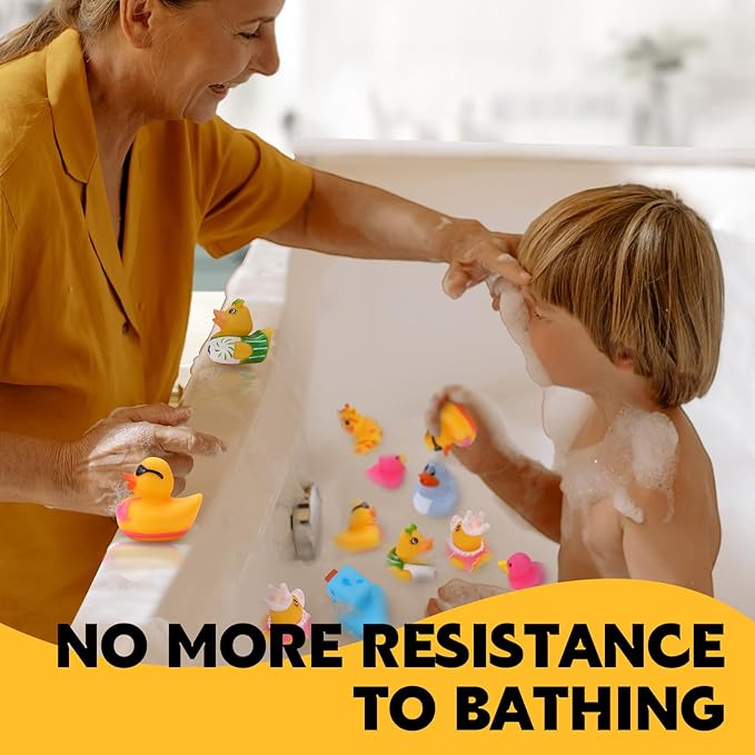 200 Pack Rubber Ducks in Bulk, Jeep Ducks for Ducking, Ducks for Jeeps Assorted, Bath Toys Floater Duck for Kids, Baby Showers Accessories Party Favors