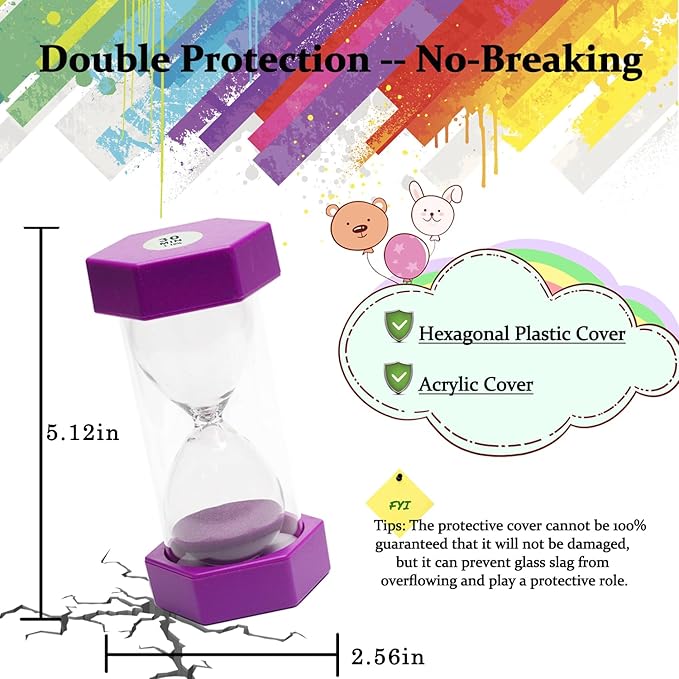 30 Minutes, Sand Timer, Hourglass Sand Timer, Kitchen Timer Digital for Cooking, Clock Timer, for Games, Classroom, Kitchen, Toothbrush Timer, Decoration, Purple