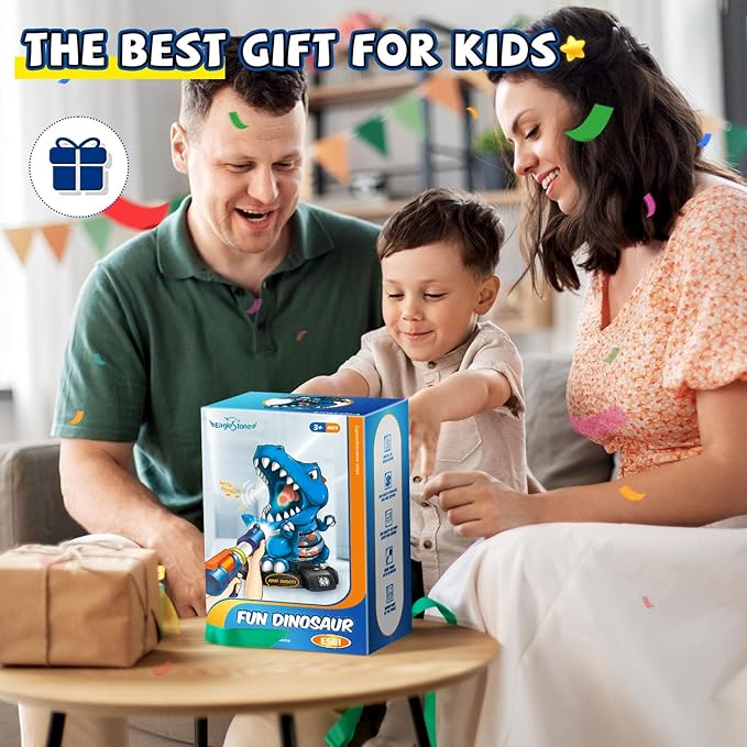 EagleStone T-Rex Dinosaur Shooting Toys for 6 7 8 Year Old Boys, Electronic Shooting Target Game with Air Pump Gun, 24 Balls, Foam Blaster Boy Toys Age 6-8 8-10, Christmas Birthday Gifts for Kids