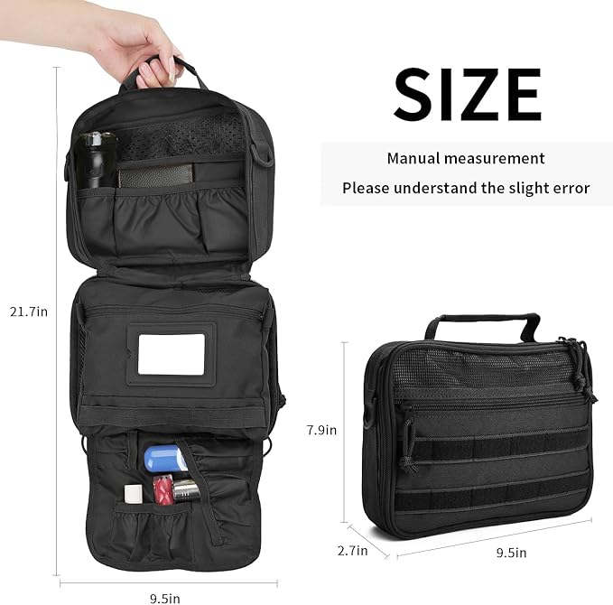 SMONT Tactical Toiletry Bag for Men, 9.5" Hanging Dopp Kit Shaving Hygiene Bag for Traveling Bathroom