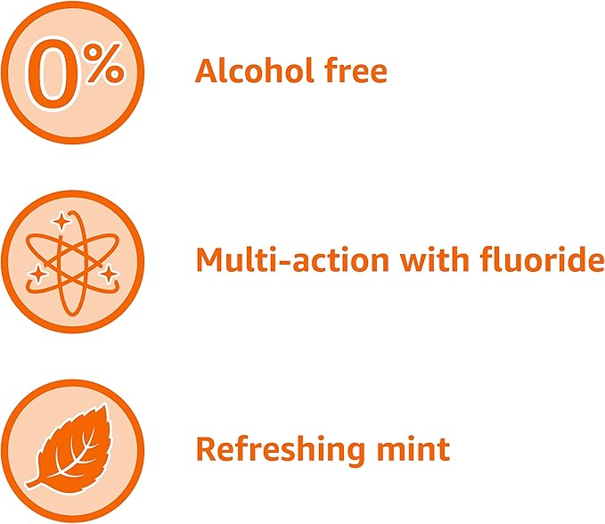 Amazon Basics Fluoride Mouthwash for Adults, Anticavity, Alcohol Free - Refreshing Mint Flavor, 1 Liter, 1-Pack