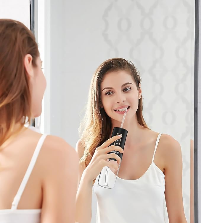 iHealthia-Water-Flosser-Teeth-Oral-Irrigator,Rechargeable-Waterproof,Portable Cordless,Water flossers, 3 Modes 4 Nozzles, for Home&Travel