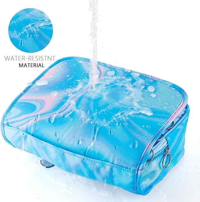 Blue Hanging Toiletry Bag for Girls, Travel Toiletry Bag for Teen Girls Cosmetic Makeup Waterproof Wash Bag Traveling Toiletries, Fluid