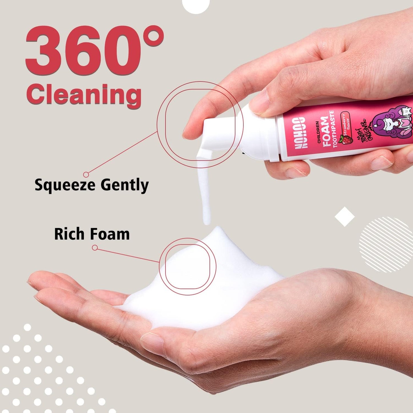 NOHOO Fluoride Free Foam Toothpaste Kids Fruit Flavour,Natural Training Toothpaste for Baby Toddler Children Oral Cleaning and Cavity Protection (2 Strawberry + 2 Orange)