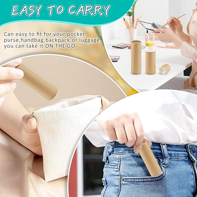 50 Pcs 0.3 oz Paperboard Lip Balm Tube,Empty Kraft Paper Chapstick Tube Holder,Push-Up Style Biodegradable Solid Perfume Lip Gloss Container for Lip Balm,Natural Compostable Container - Brown