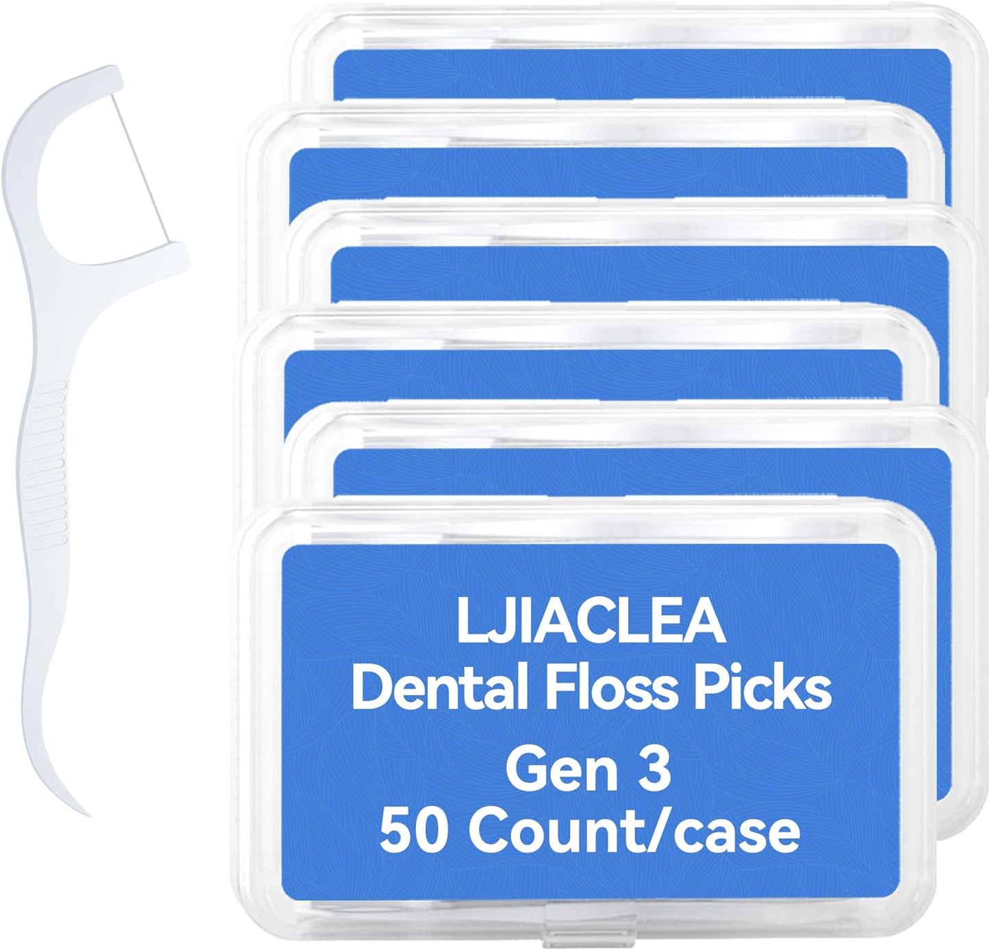 Dental Floss Picks with Built-in Toothpicks 300 Count White Non-Breakable Flossers Bulk 6 Travel Cases Family Pack for Deep Cleaning Plaque Removal and Gingiva Protection Gen 3