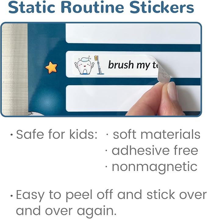 JJPRO Bedtime/Morning Routine Chart - Magnetic Daily Schedule Board for Kids - Outer Space