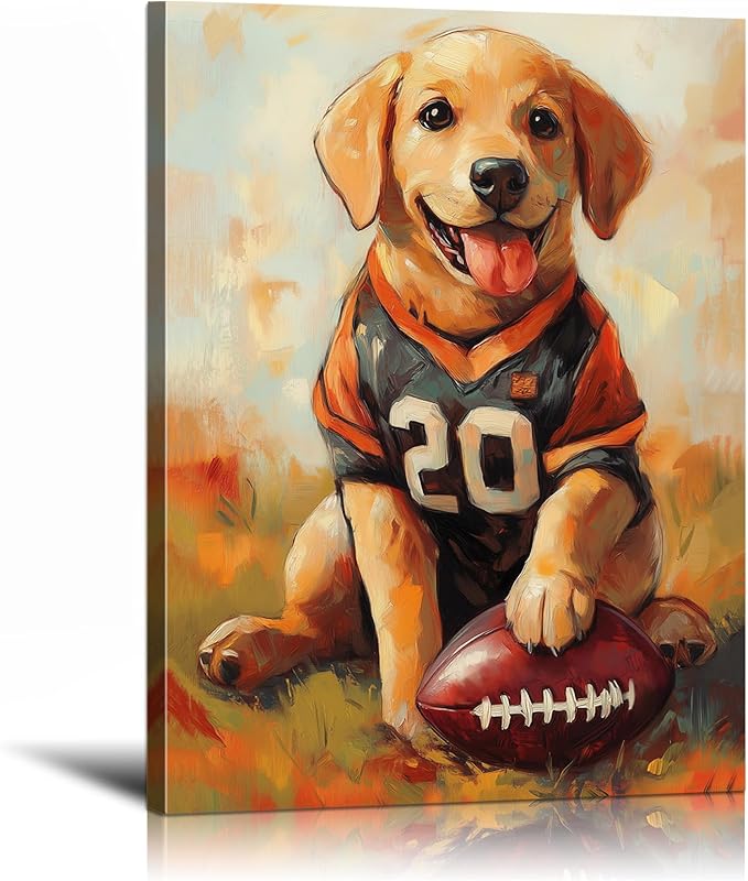 YOUHONG Animal Print Animal Wall Art Dog Poster with Inner Wooden Frame - Dog Pictures Lightweight & Easy to Hang, Sports Wall Art for Boys Bedroom & Living Room Decoration (12x15.7 Inches)