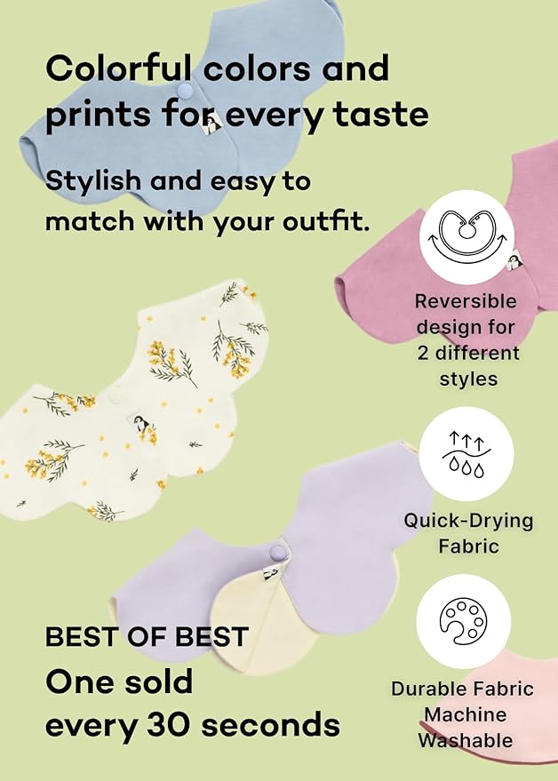 Konny Baby Bibs Set, 360 ° Rotate, Soft and Absorbent Bandana Drooling for Boys Girls baby Essentials