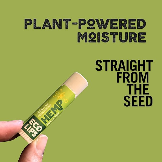 Eco Lips Organic Hemp Lip Balm with Beeswax, Coconut Oil, Vitamin E. Best Lip Balm to Soothe & Moisturize Dry, Chapped Lips (Vanilla Mint, 6-Pack)