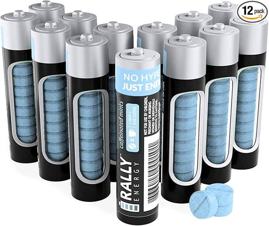 Caffeine Mints, 60milligram Caffeine, Instant Energy, Fresh Breath Caffeinated Minty Candy, 0 Sugar, Natural Wintergreen Flavor (12 Packs, 120 Mints)