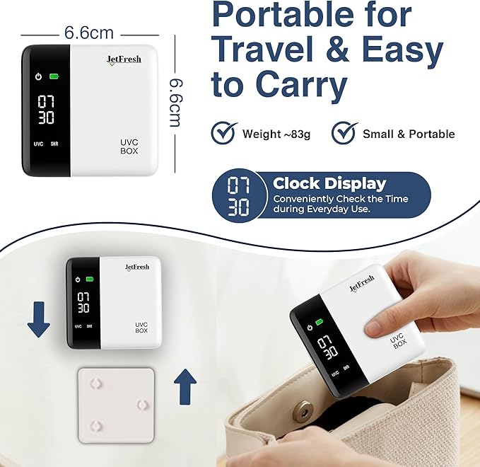 UV Toothbrush Sanitizer Holder & Cleaner with LED Clock Display & Hot Air Drying – Wall-Mounted UV Tooth Brush Holder for Bathroom Decor, Travel Use, Rechargeable Portable Design, Fits All Brushes