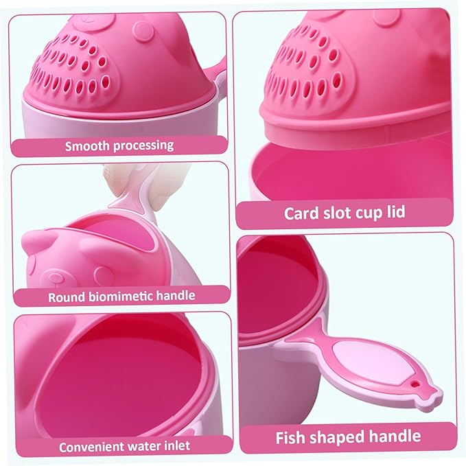 Bath Rinser Cup for Babies, Cartoon Bear Baby Bath Rinse Cup with Handle, Multi-Use Rinsing Water Scoop for Protecting Infant Toddlers Eyes