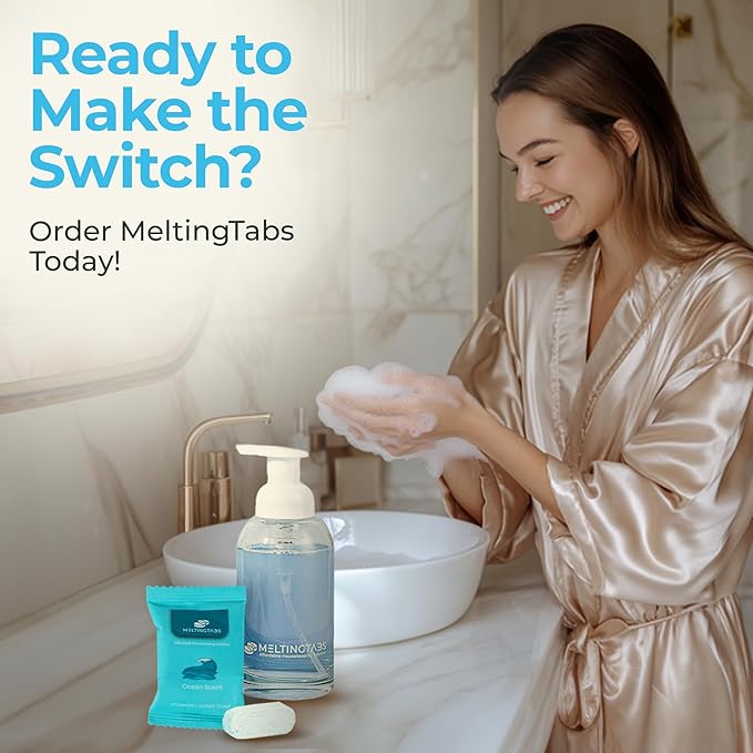 Foaming Hand Soap Refill Tablets - Ocean Scent - Hand Wash Concentrate, Portable and Moisturizing, 10 Pack Travel Refill Tablets