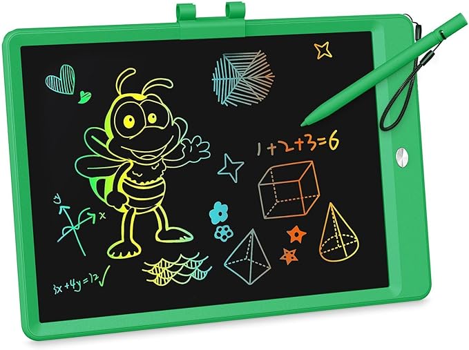 KOKODI LCD Writing Tablet, 10 Inch Colorful Toddler Doodle Board Drawing Tablet, Erasable Reusable Electronic Drawing Pads, Educational and Learning Toy for 3-6 Years Old Boy and Girls(Green)