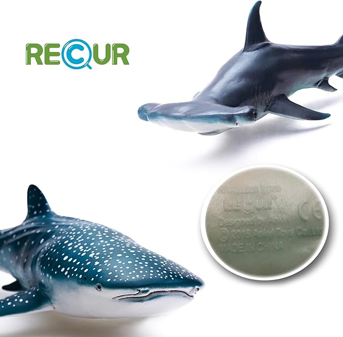 Gemini&Genius Whale Shark Hammerhead Shark Toys, Sea Animal Action Figures Ocean Model Toy Set for Play or Display, Gift, Educational, Role Play, Swim, Bath and Collection
