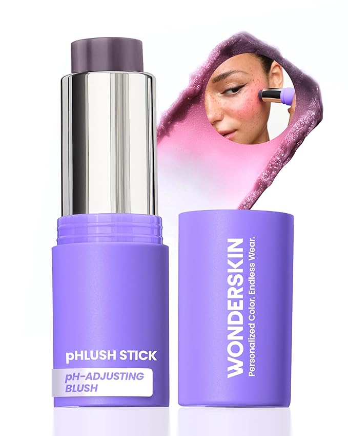 Wonderskin Blush Stick pH-Activated - pHlush Multi-Use Stick, Cream Tint for Cheeks and Lips, Cooling Nourishing Color-Adjusting Makeup