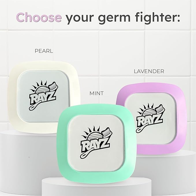 Rayz UV-C Toothbrush Sanitizer | Portable & Rechargeable | 99.9% Sanitization in 3 Minutes | Wall Mountable, Travel-Friendly & TSA-Approved (Mint)