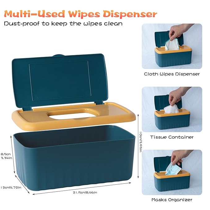 54 Packs Flannel Reusable Baby Wipes Cloth Wipes with Blue Wipes Dispenser, Reusable & Natural Skin-friendly Cloth Baby Wipes, Body Face Hand Washcloth Essential for Cloth Diapers