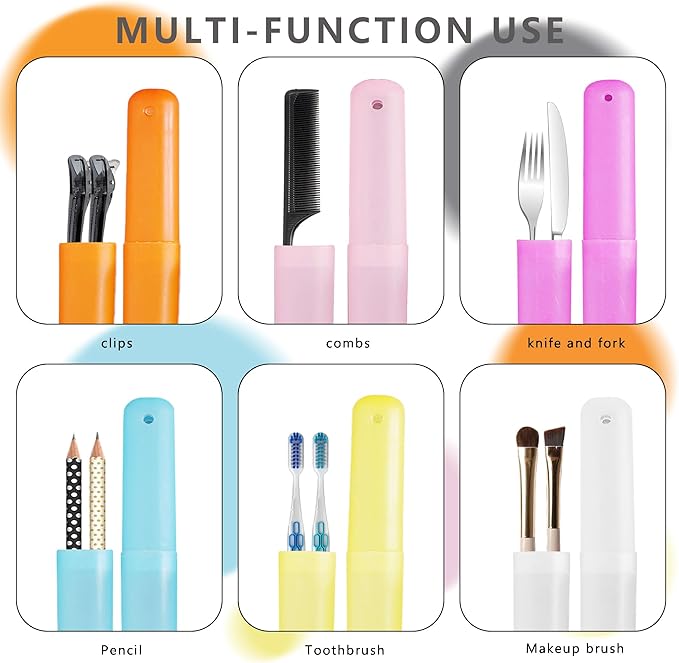 32 Pcs Toothbrush Travel Case, Portable Travel Toothbrush Holder 7 Colors Transparent Frosted Plastic Toothbrush Protector Cover, Classroom Pencil Case for Traveling, Camping, Home, School, Business