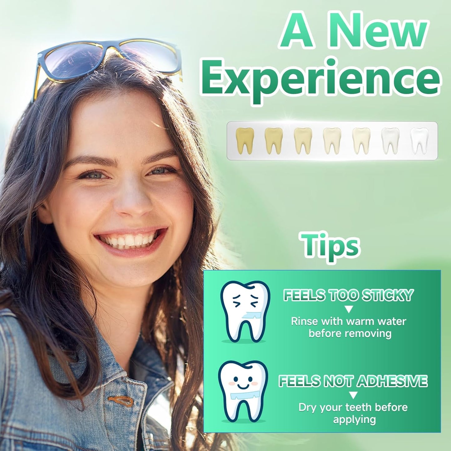 Teeth Whitening Strips for Sensitive, 42 Strips Whitener Safe Whitestrip, Deep Stains Removal Tooth Whitening, Enamel Safe Non-Slip Dry Strip Technology for Whiter Teeth,Coconut