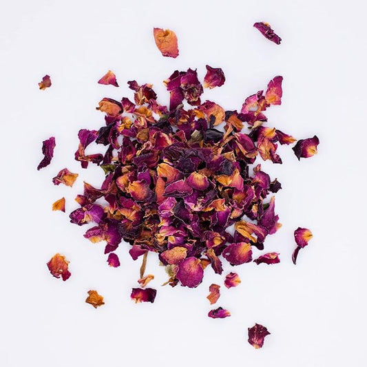 MagJo Naturals Red Rose Petals, Dried, Culinary Grade A, Harvested from Faiyum Oasis in Egypt (4 oz)