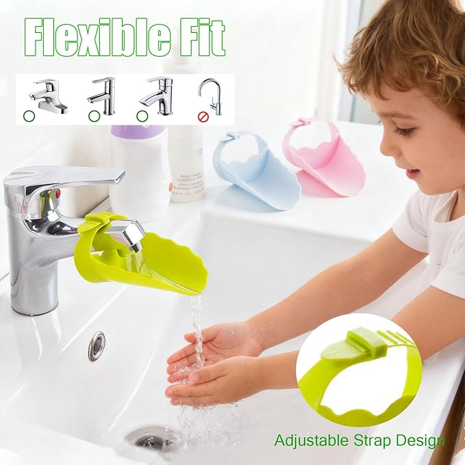 Faucet Extender for Toddlers,Generic Kids Faucet Extender Sink Extender for Kids Hand Washing, Suitable for Bathroom, Bathtub Sink, Fits Most Faucets(Green)
