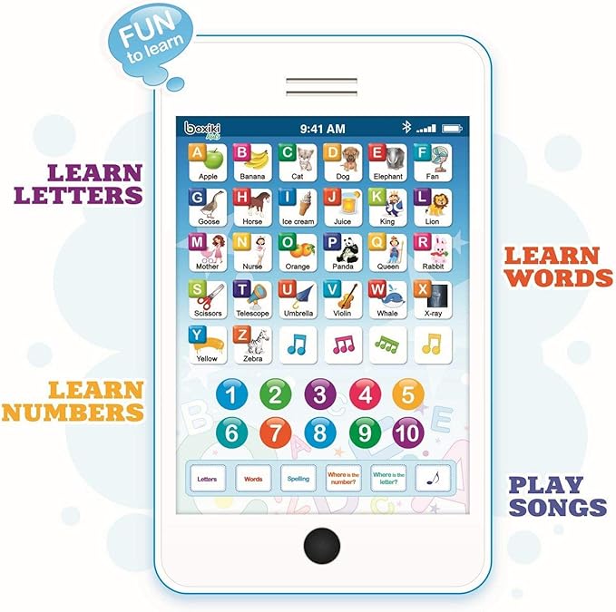 6-in-1 Kids Phone Toy: Educational Toys for Toddlers 1-3, Learning Tablet for 4 Year Old Boys & Girls, Kids Laptop, Tablet for Toddlers - Ideal Educational for 4+ Years (White/Blue)