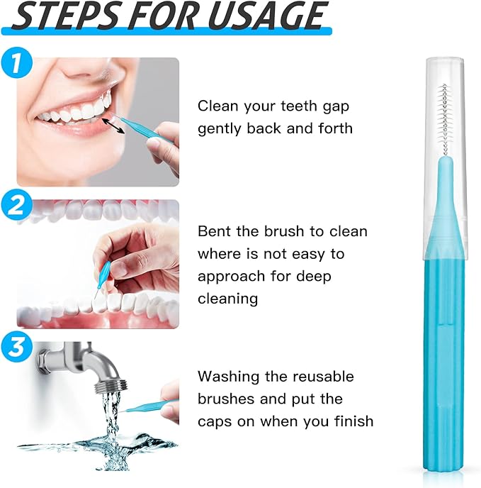 RAZOKO Interdental Brush, Toothpick Flossing Head,Easy Use Tooth Cleaning Tool (176 Count)(2mm/2.3mm/2.5mm/3mm)