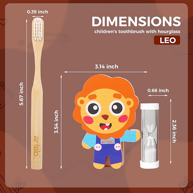 Arielo Lion Toothbrush Holder - Kids Toothbrush with Timer - Autism & Sensory Kids (Leo)