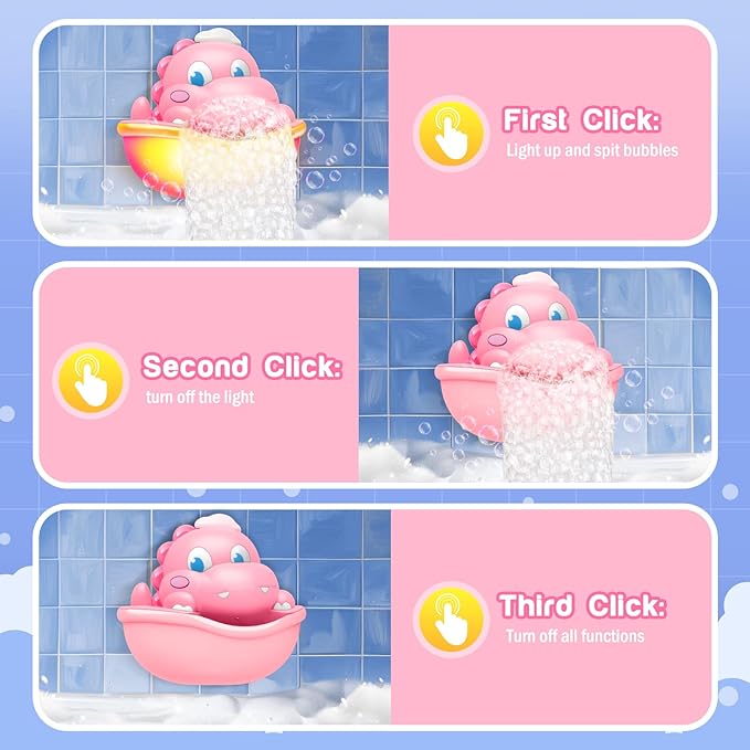 Baby Bath Toys Light Up Bath Bubble Machine with Colourful Light Bathtime Shower Bath Toys for Kids Ages 1-3 4-8 Birthday for Toddler Boys Girls