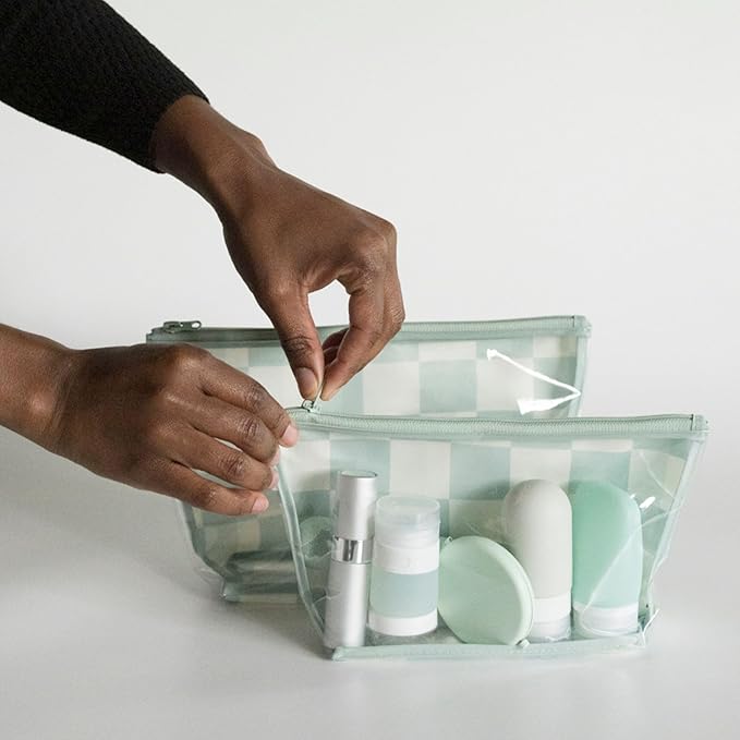 Tiny Twinkle Diaper Bag Organizing Pouches | Mess-Proof Clear Front Travel Organizer Bags | TSA Approved Toiletry Bag Set for Baby and Mom Essentials