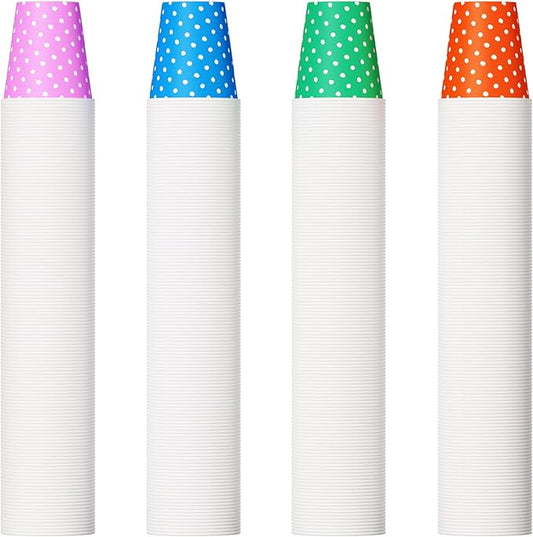 500 Pack 5oz Paper Cups, Multicolor Paper Disposable Cups, Small Mouthwash Cups, Cold Beverage Drinking Cup for Party, Travel and Event (Dots)