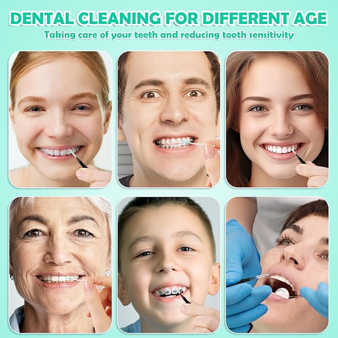 320-Piece Interdental Brush Set, Soft & Flexible Floss Picks for Braces, Orthodontic Care, Teeth Cleaning, 120 Black Spiral Brushes 200 Green Picks, Reusable Oral Care Essentials