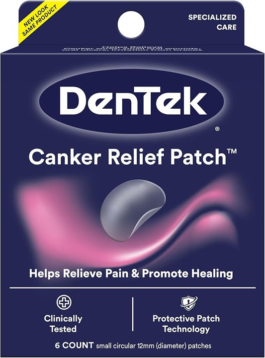 DenTek Canker Relief Patches for Canker Sore Pain Relief, Helps Relieve Soreness from Braces & Oral Wounds, 6 Count