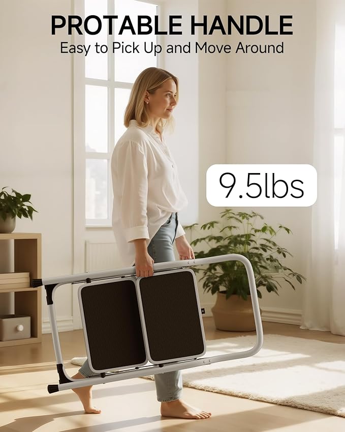 2 Step Stool, Folding Step Ladder with Wide Anti-Slip Pedal & Safety Lock, Step Stool for Kitchen, Bathroom, Office, 300lbs Capacity