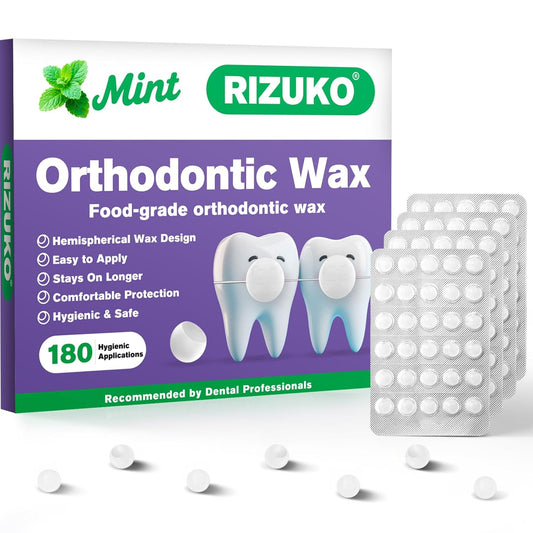 Orthodontic Wax for Braces - 180 Dental Wax Dots | Hygienic Individual Wraps, Mint Flavor