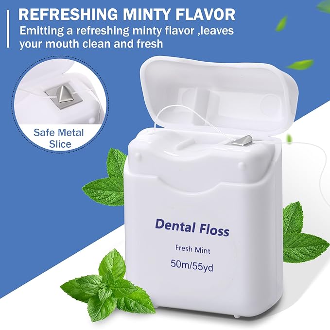 36 Pack Mini Dental Floss Bulk Mint Flavored 50m Each Travel Dental Floss Oral Care for Teeth and Gum Protection(White)