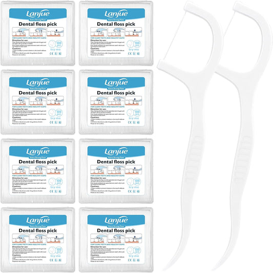 800 Count Dental Floss Picks, Travel Dental Flossers with 8 Portable Case Toothpicks Sticks Dental Tooth Picks Flosser Dental Floss Cleaner Dental Floss Sticks for Family Teeth Cleaning