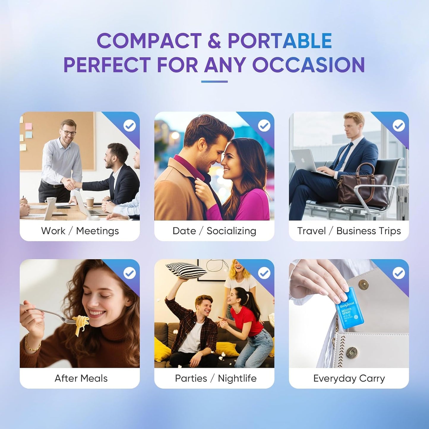 BodyAccel Dry Mouth Spray, Breath Spray for Bad Breath, Portable Mint Mouth Spray Fresh Breath in 3 Seconds 2 Pack (0.7oz)