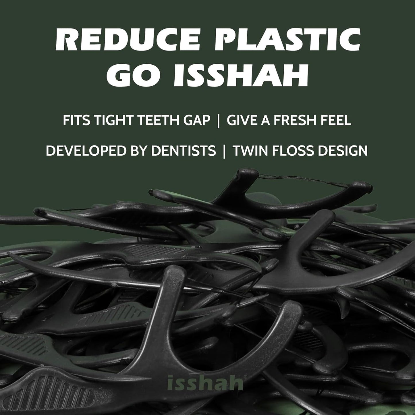 Natural Dental Floss Picks (300 Count) - Kraft Paper Box Packaging, Plant Based, PETA Approved Vegan, Eco Friendly, Sustainable Dental Flossers - Twin Floss (Charcoal)