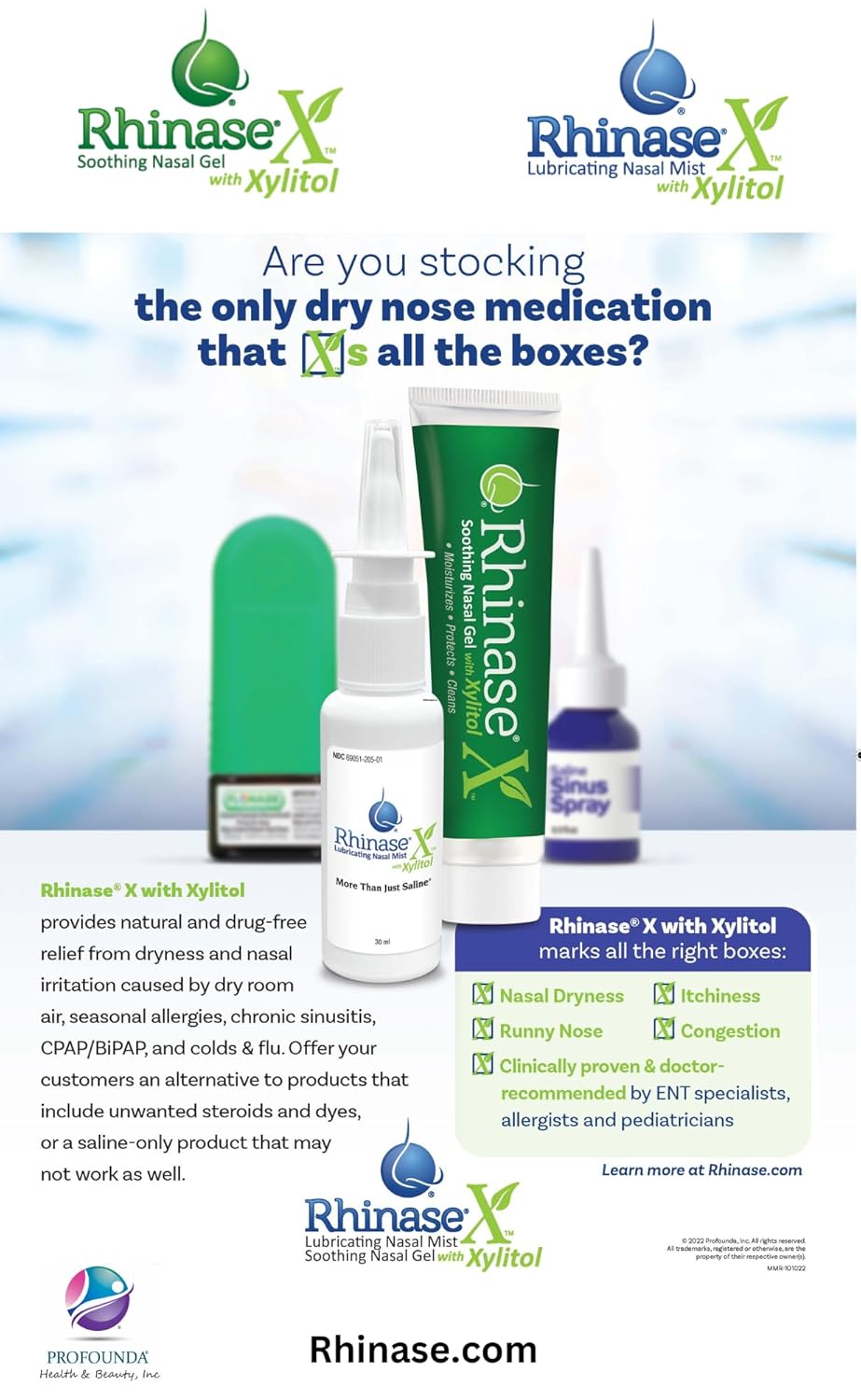 Rhinase X Combo Pack - Nasal Gel (30g) & Spray (30ml) for Complete Nasal Relief from: Dryness, Congestion, Post Nasal Drip, and Allergies. Retain Moisture for Dry Nose Relief