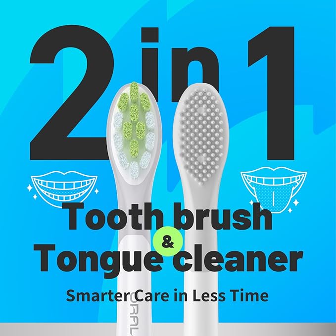 Japanese Brand Whitening Replacement Toothbrush Heads, Compatible with Philips Sonicare Click-on Handles, 10 Pack, Medium, with Tongue Cleaner (CA668, White)