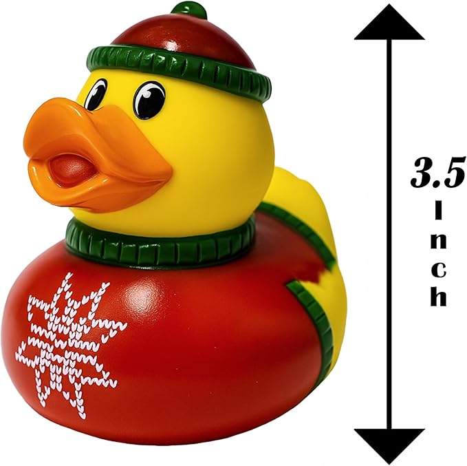 Christmas Rubber Duck, 3-Pack Toy Duckies for Kids, Bath Birthday Gifts Baby Showers Summer Beach and Pool Activity, 3.5" Inches