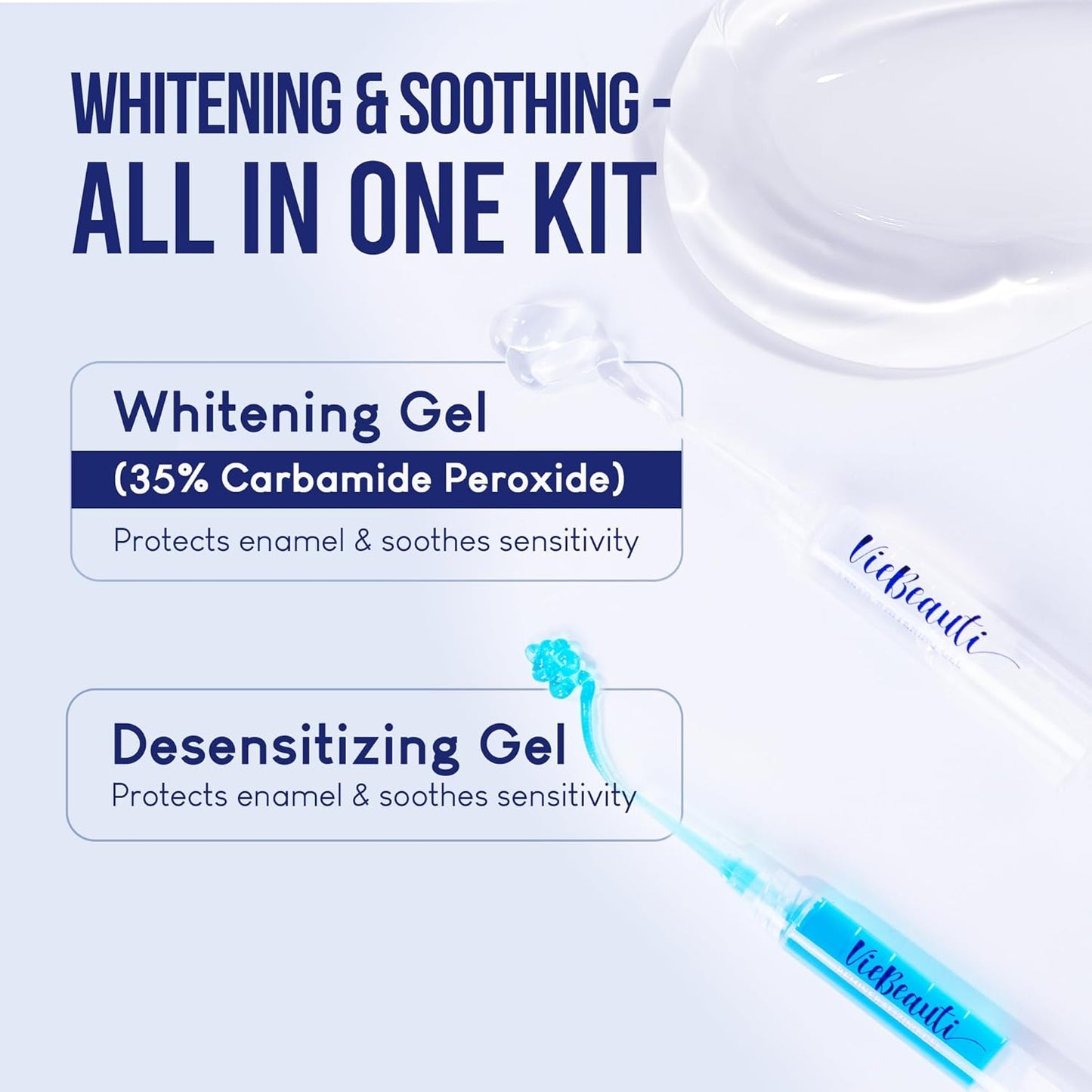 VieBeauti Teeth Whitening Kit with LED Light for Sensitive Teeth, 35% Carbamide Peroxide, Remineralizing Gel for Fast Results Mint