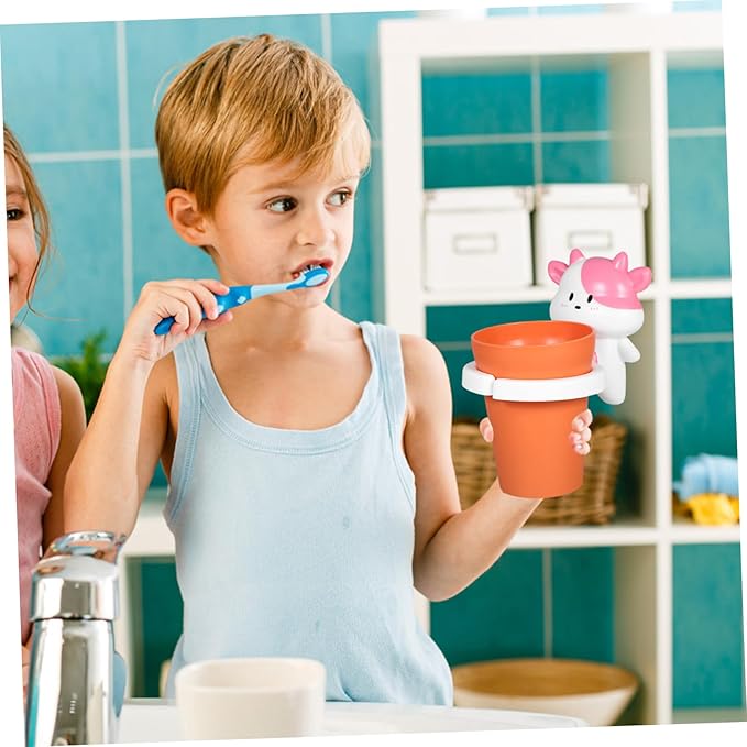 BESTYASH Cartoon Animal Mouthwash Cup for Boy Girl Fun Toothbrush Rinse Holder Strong Adhesive Bathroom Accessory for Boy Girl's Oral
